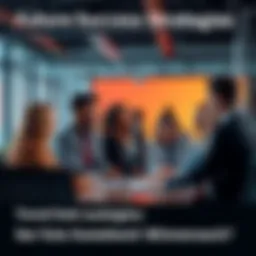 A group of diverse people discussing trends and strategies for future success in a modern office setting.