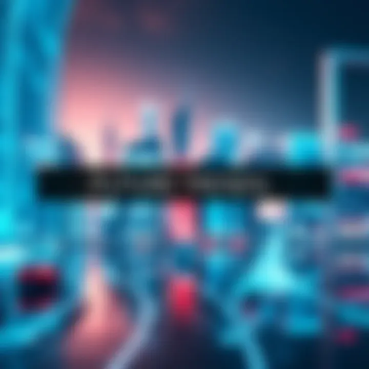 An abstract representation of futuristic cityscape with digital elements and growth graphs symbolizing potential trends and developments for 2025.