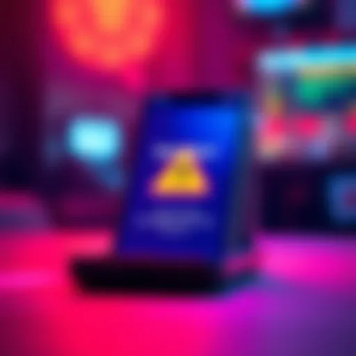 A smartphone displaying the Gamban App blocking gambling sites with a bright warning sign