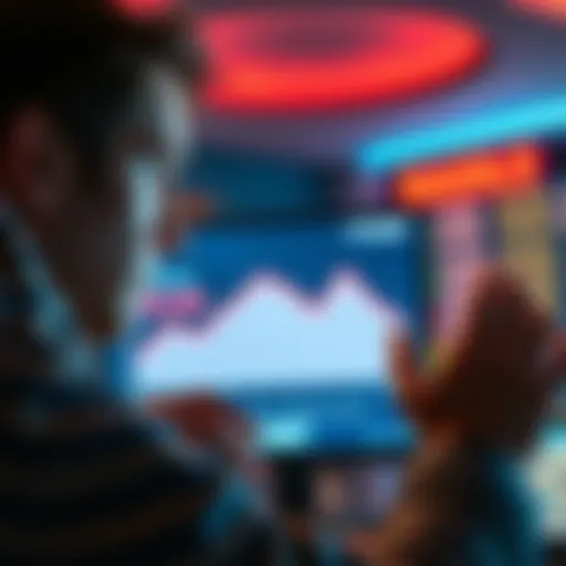 A person looks concerned while checking online gambling earnings, showing a significant decrease from a high amount to a low balance on the screen.
