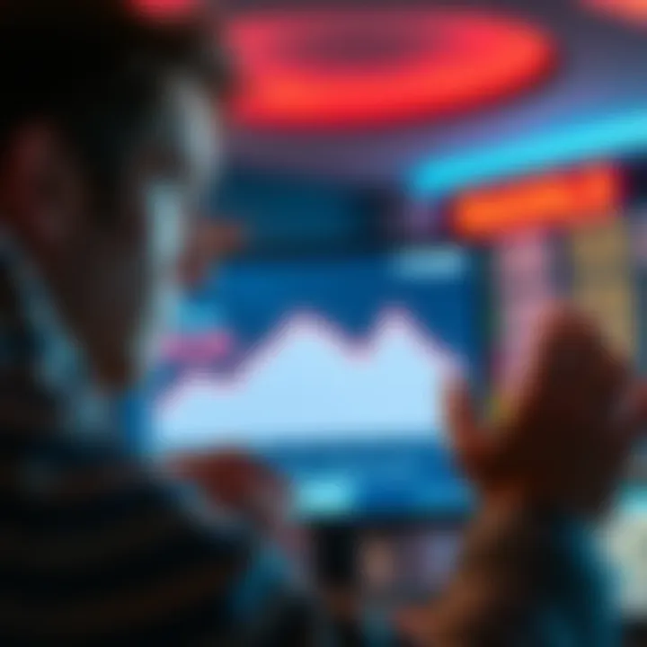 A person looks concerned while checking online gambling earnings, showing a significant decrease from a high amount to a low balance on the screen.