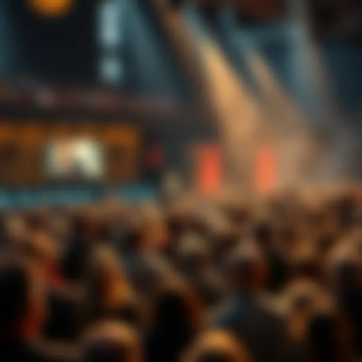 People engaging in lively debate about the new gambling law proposal in a crowded forum setting