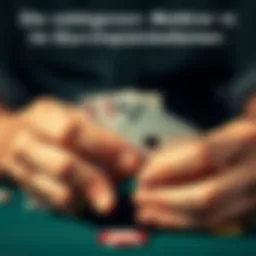 A close-up of hands holding poker chips and a playing card, representing gambling habits.