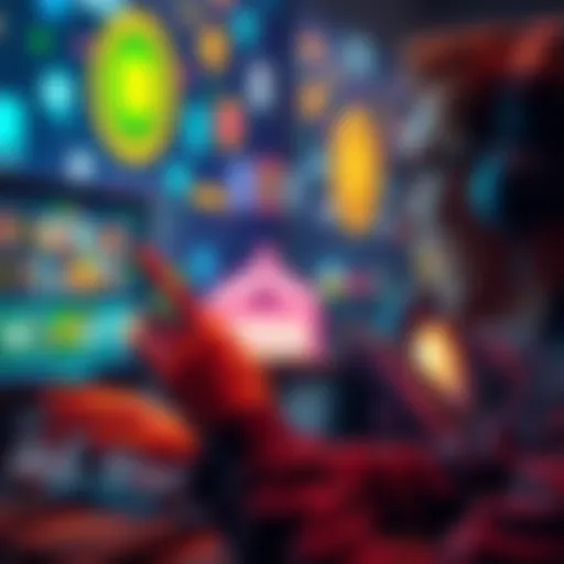 A person considering various gambling options and content, looking at a computer screen with excitement.