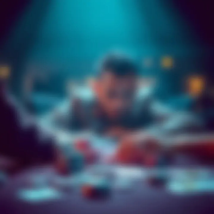 Gambling Gains and Losses A person looking at a table with chips and cards, reflecting on their gambling experiences and strategies.