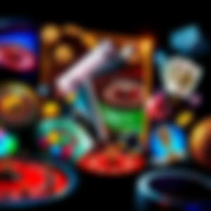 A collage showing different forms of gambling, including casino games, sports betting, and online gambling platforms, illustrating the rise of gambling in American society.