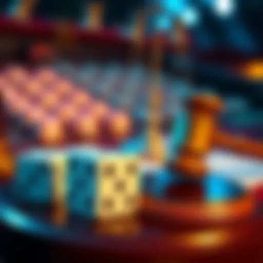 A visual representation of new gambling laws with symbols of dice and a gavel, indicating regulation changes