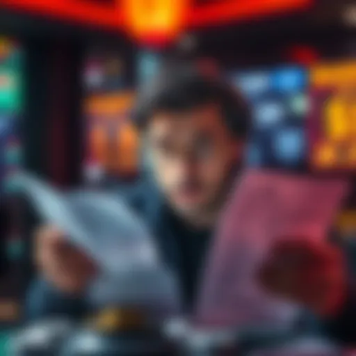 Individual looking worried while reviewing financial documents related to gambling losses