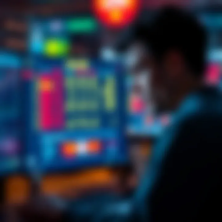Person looking at gambling losses A person with a worried expression gazes at a computer screen displaying gambling results, reflecting on their financial losses.