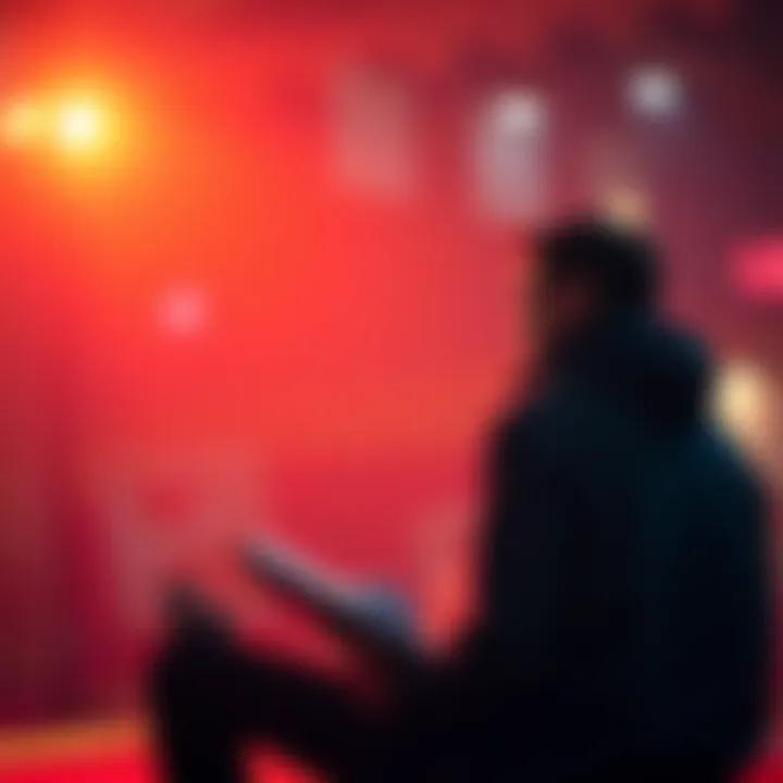 A person sitting alone, looking contemplative with a stack of chips and a notebook, symbolizing a journey from gambling addiction to hope and new goals