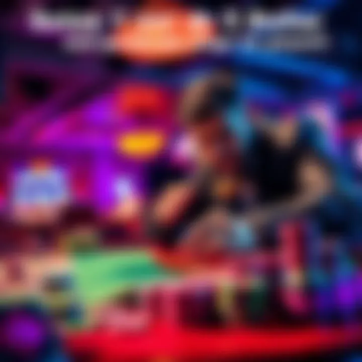 A player placing a small bet at a vibrant casino table surrounded by colorful chips and excitement