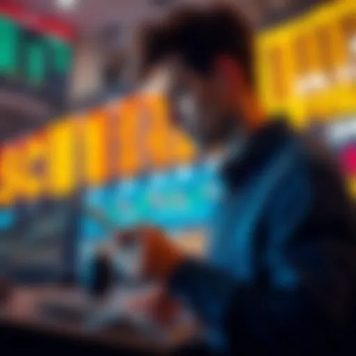 A person analyzing stock charts and casino games, showing the rising trends in gambling and stock trading careers.