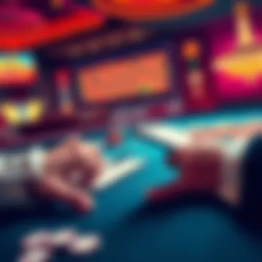 A person at a casino table strategizing with chips and a notepad, highlighting a betting strategy.