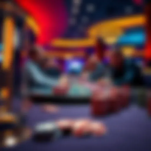 A gambling table at Borgata with chips and players focused on the game