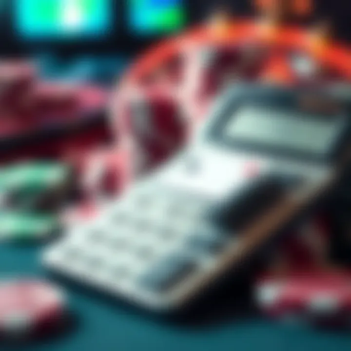A graphic showing casino chips and a calculator with tax symbols, representing new gambling tax rules coming in 2026.