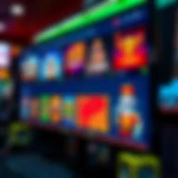 A computer screen displaying various gambling websites with colorful graphics and games.