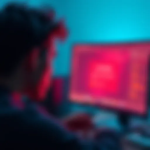 A person looking at a computer screen with a frustrating error message while playing a video game