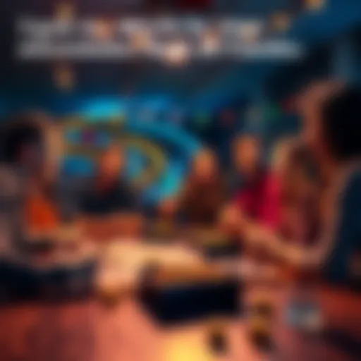 Group of friends enjoying a lively game night with dice and snacks on the table