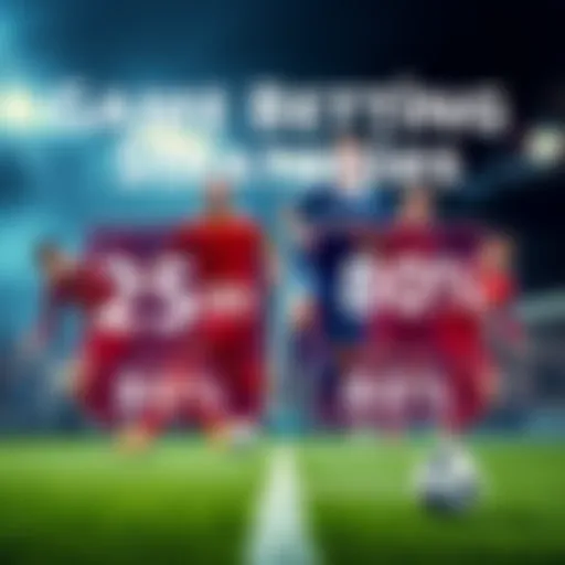 A visual representation of two betting strategies comparing their success rates, with one showing an 80% success rate and the other displaying lower results, accompanied by sports imagery.