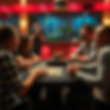 A group of friends sitting around a table with card games, discussing concerns about fairness and cheating in their game.