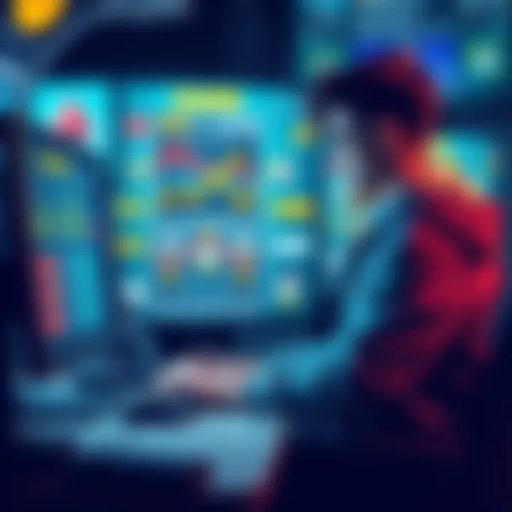 Illustration showing a player analyzing game strategies on a computer, focusing on maximizing playthrough while minimizing costs