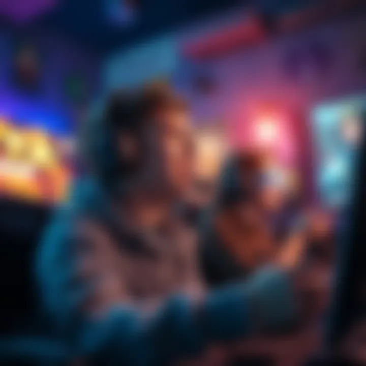 A gamer celebrating achievement while playing a video game, looking excited and motivated to reach silver level