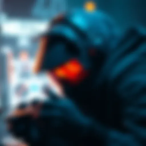 A player focused on a game, applying strategies to stay hidden and avoid detection while playing.