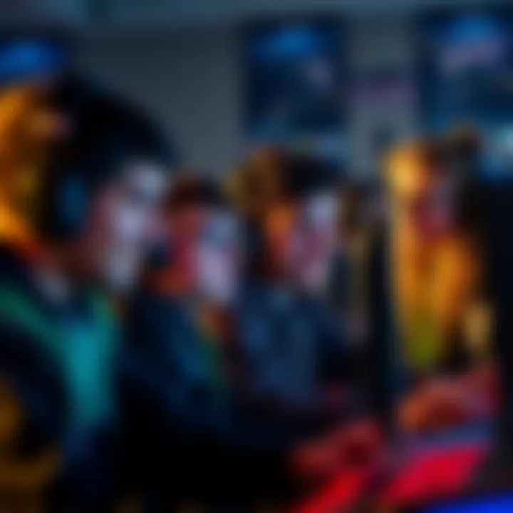 A group of gamers focused on playing skill-based mini-games on a digital platform, with excitement in their expressions as they compete for real money.