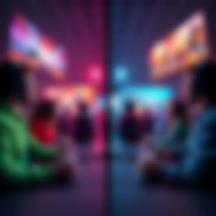 A side-by-side view of different gaming platforms with players enjoying their games