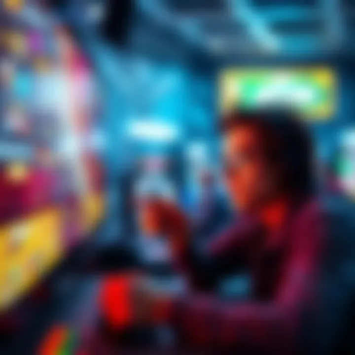 A person focused on a screen, analyzing game strategies and tips for a successful play experience