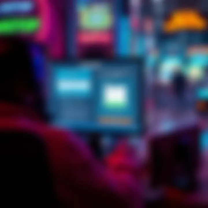 A person using a computer to register for GAMSTOP from a distance, with a focus on the online registration interface.