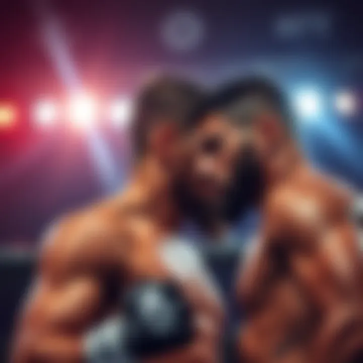 Two MMA fighters, Garcia and Onama, face off in a tense standoff before their UFC Fight Night match.