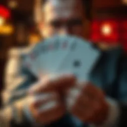 Garrett holds a deck of cards while revealing 15 fraudulent poker hands in his book about HCL.