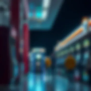 A gas station featuring gambling machines, showcasing people playing and the environment around them.