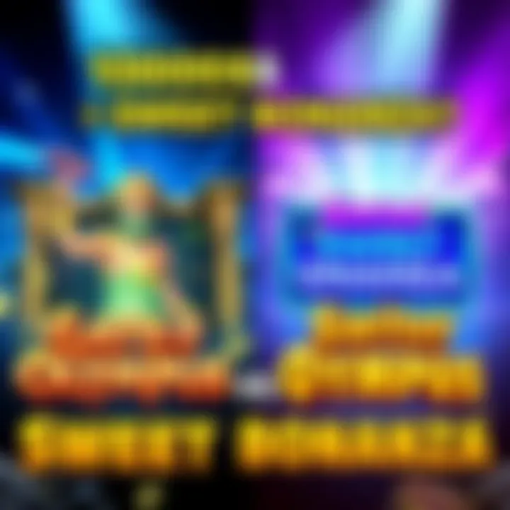 A comparison of two popular slot games, Gates of Olympus and Sweet Bonanza, featuring game symbols and bonus highlights.