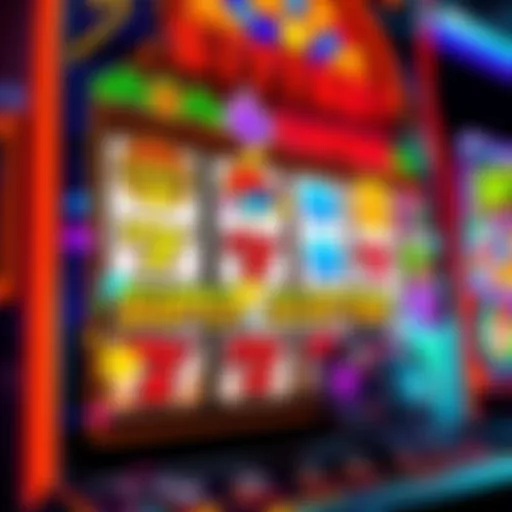 A colorful slot machine screen showing Gates Super Scatter with spinning reels and various symbols, emphasizing excitement and potential winnings.