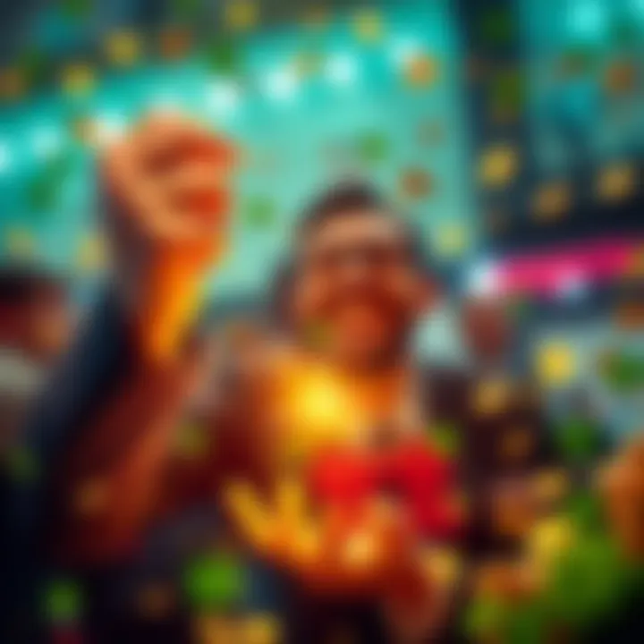 Generosity and Good Luck A person happily giving a tip while wishing for good fortune and big wins, surrounded by symbols of luck and success, like clovers and coins.