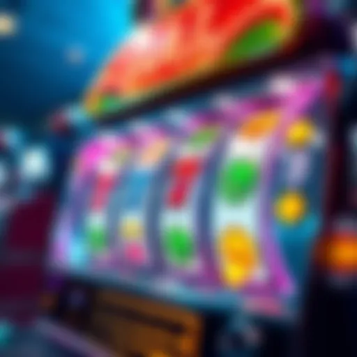 A colorful slot machine with spinning reels and winning symbols, representing the thrilling chances of winning in GGMillion$