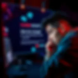 A frustrated player looking at a closed GGPoker account on a computer screen, with an email showing no refund response.