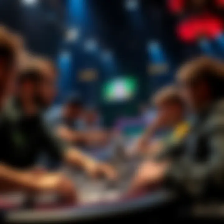 Ggpoker event action Energetic poker players engaged in a lively game at Ggpoker's event, showcasing excitement and thrill