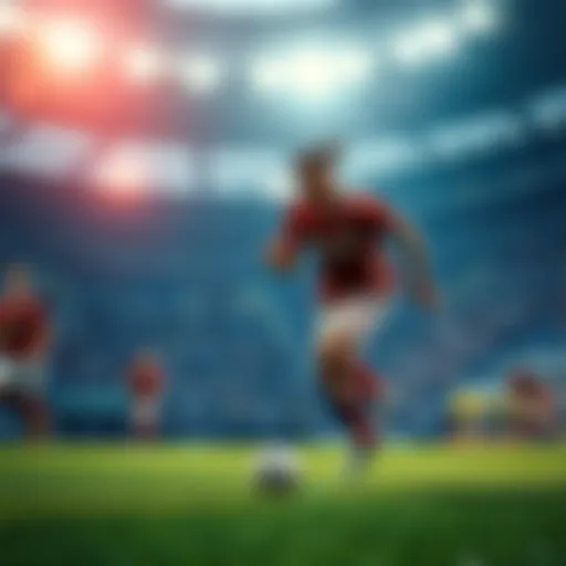 A player named Giannias dribbles the soccer ball during a match, surrounded by opponents and fans in the stands.