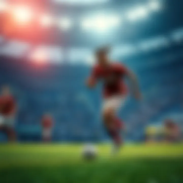 A player named Giannias dribbles the soccer ball during a match, surrounded by opponents and fans in the stands.