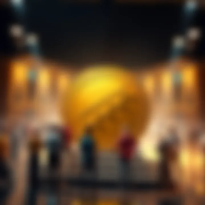 Gold Bonus Announcement A graphic showing a gold coin with a stair symbol, indicating a bonus related to gold rewards with people discussing around it.