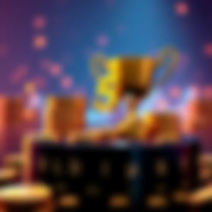 Gold-Level Reward Opportunity A graphic showing a reward of 5 USDT for the best answer about Gold-Level statistics, featuring coins and a trophy symbolizing achievement.