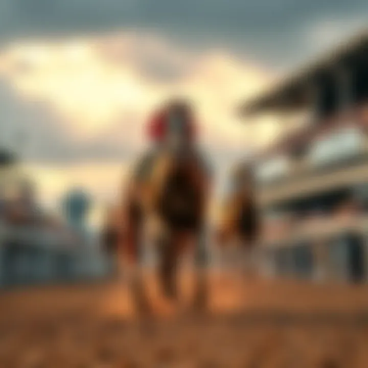 Golden Tempo, a sleek chestnut horse, crosses the finish line first at the Kentucky Derby, with cheering crowds in the background.