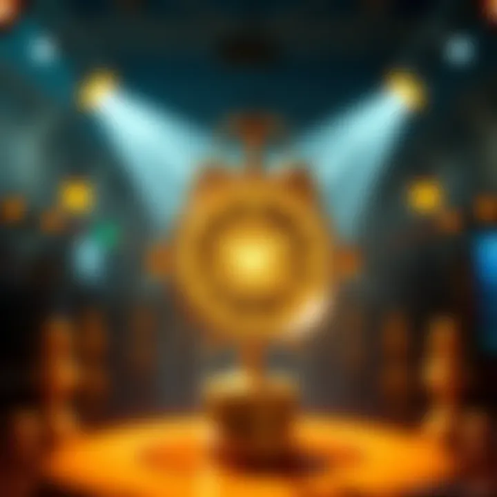 A spotlight shining on a concept or character named Golden Tempo, highlighting its sudden rise to attention in the news.