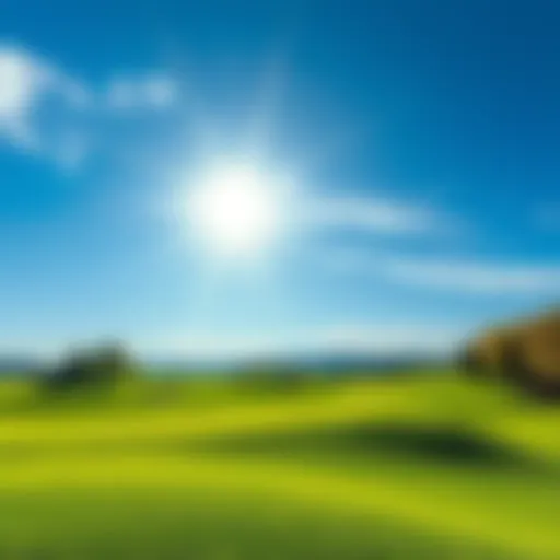 A beautiful golf course with lush green fairways and a clear blue sky