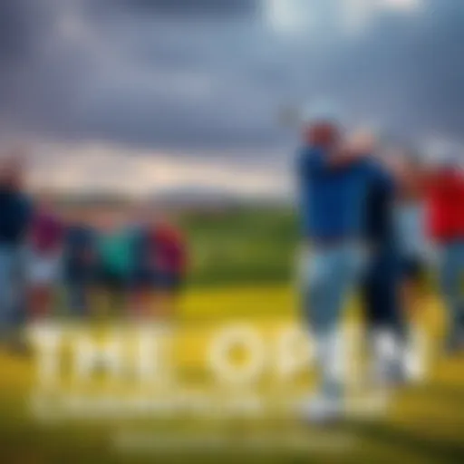 A group of golfers competing at the 154th Open Championship, showcasing excitement and skill on the course.