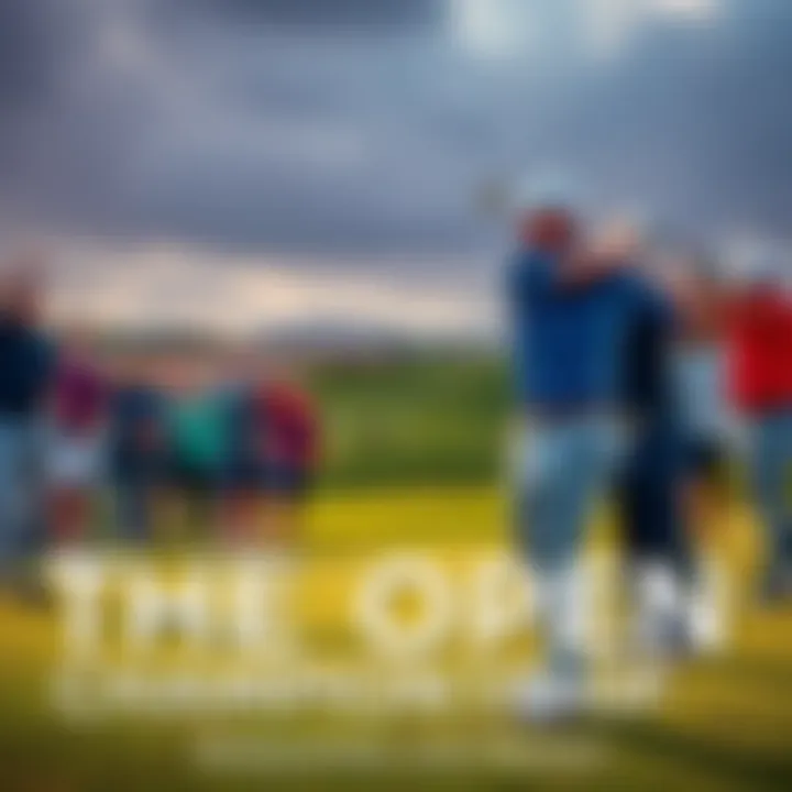 Golf players at The Open Championship A group of golfers competing at the 154th Open Championship, showcasing excitement and skill on the course.