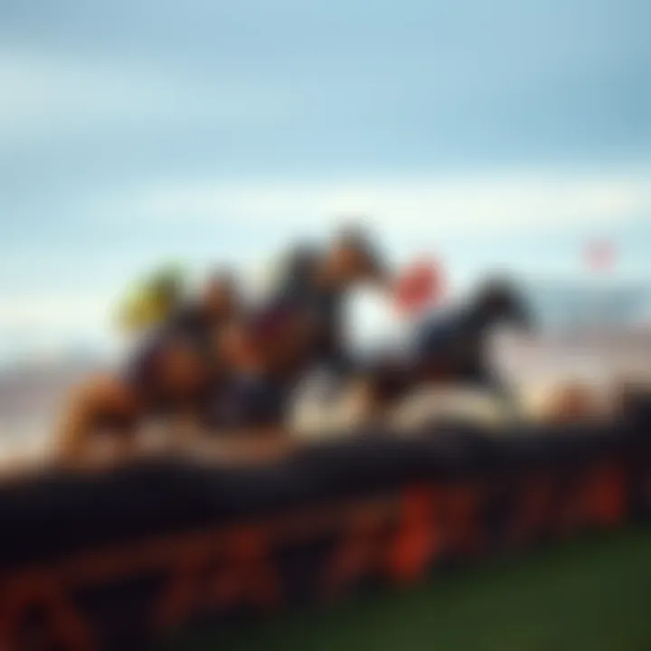 Horses jumping over fences during the Grand National race, showing the excitement and challenge of the event.